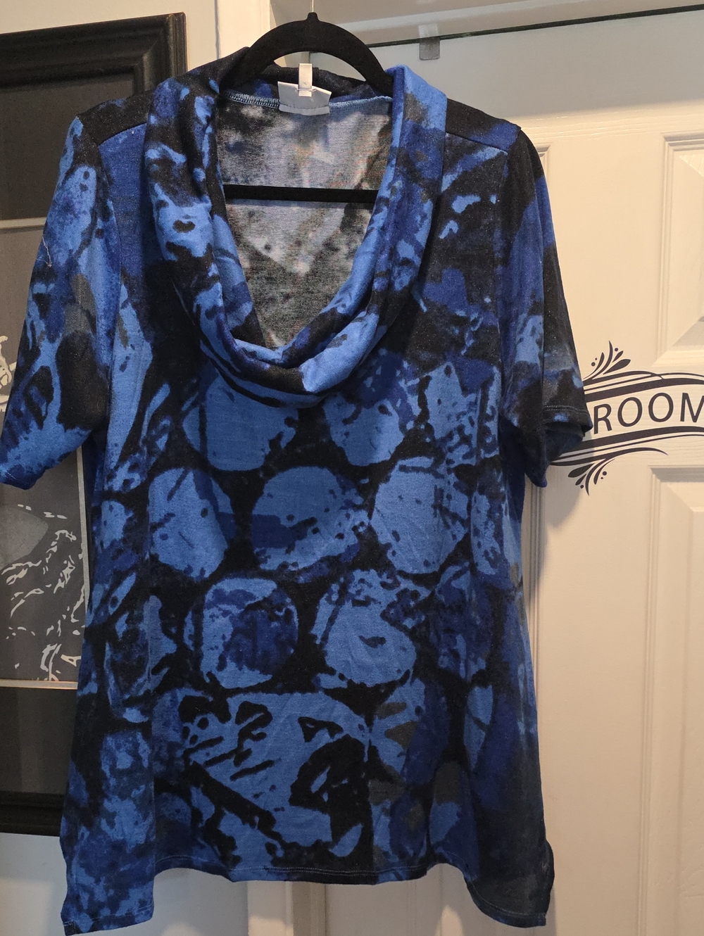 Fashion Bug Blue and Black Cowl Neck Tunic